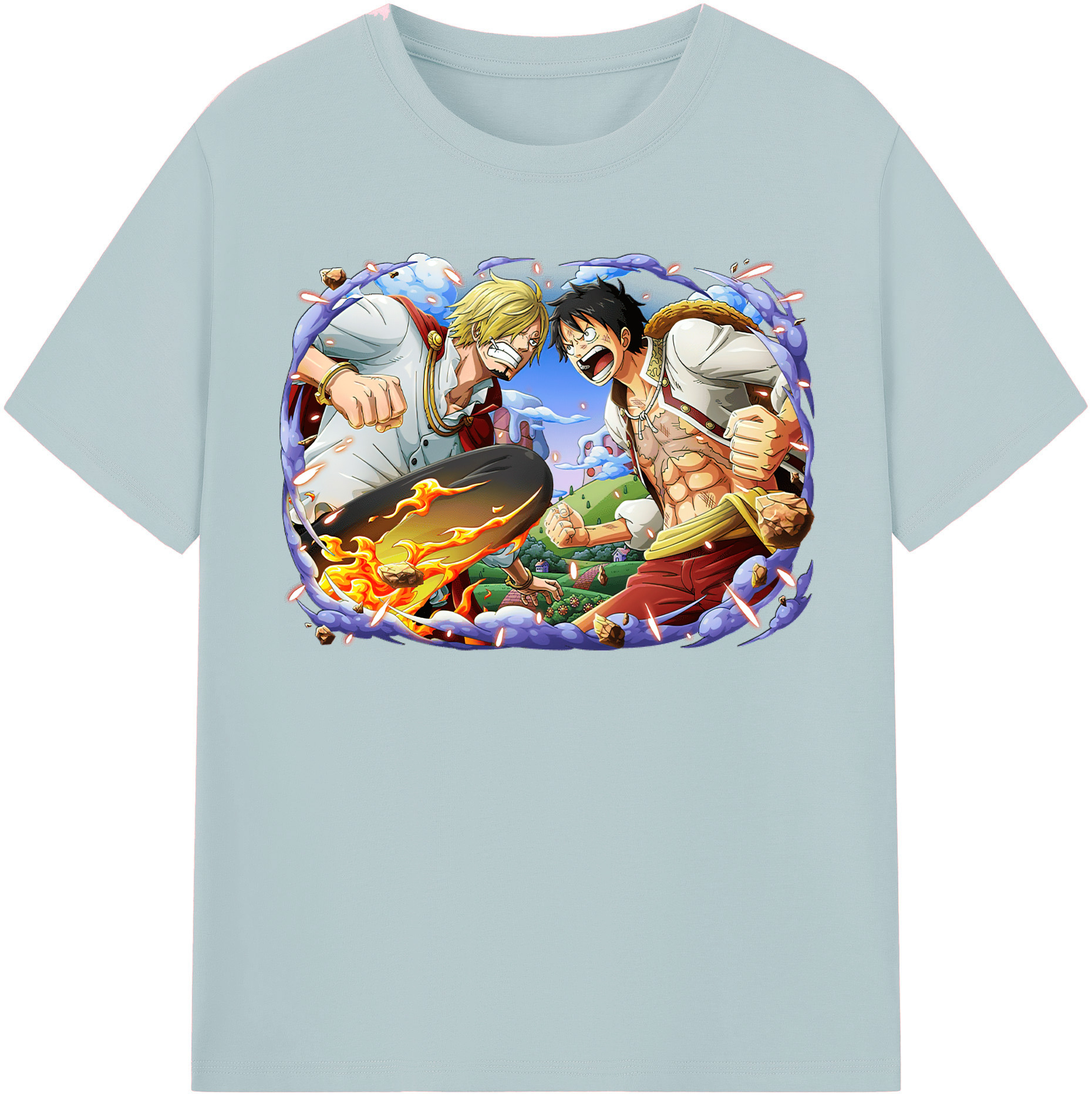 ワンピース モンキー・D・ルフィ ONE PIECE Monkey D. Luffy 綿100％半袖Tシャツ（フロントプリント）